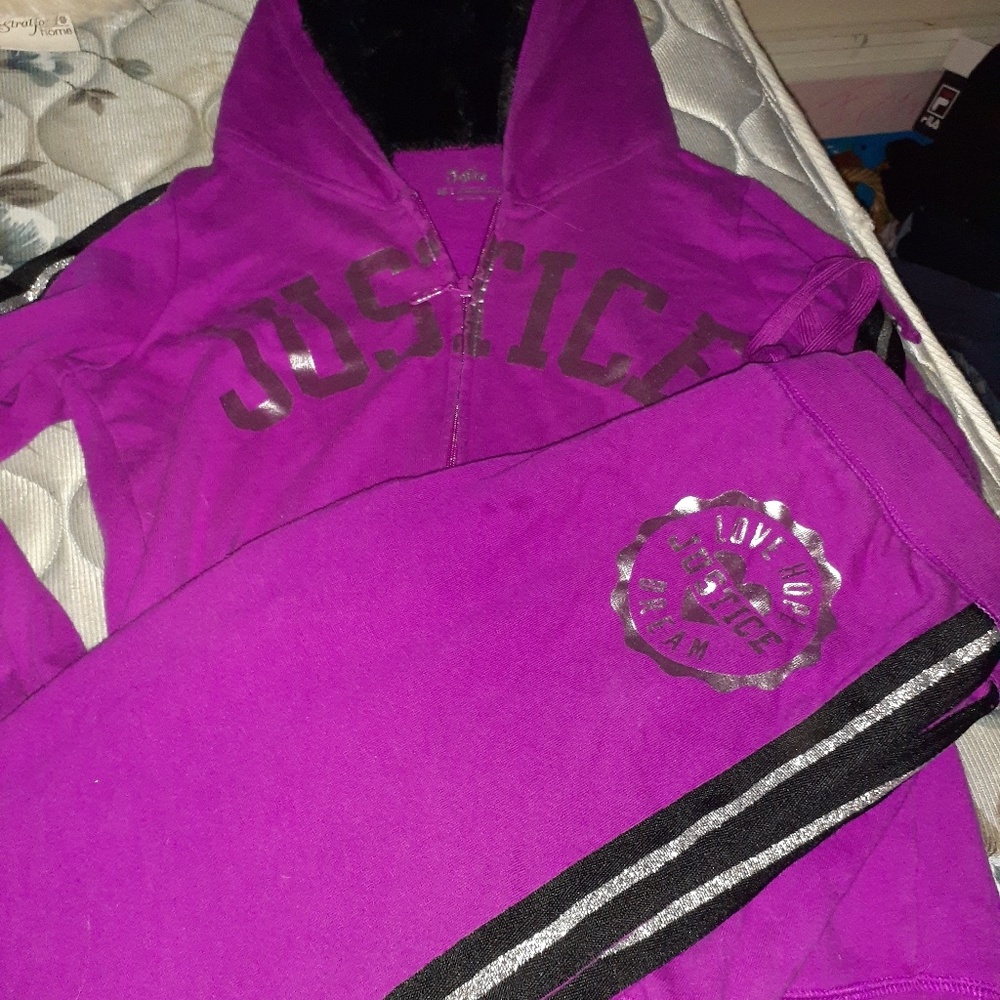 JUSTICE HOODIE AND PANTS MATCHING SET
